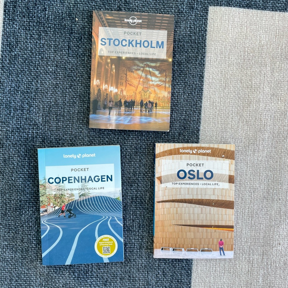 3 Lonely Planet Travel Guides - Copenhagen , Oslo , and Stockholm